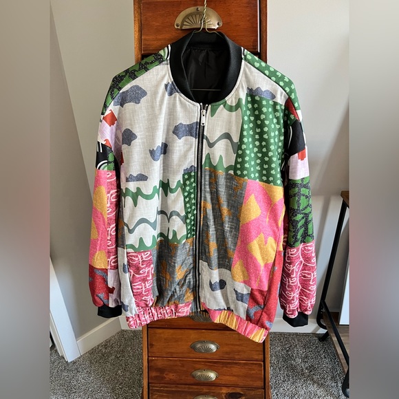 NWT-Patchwork Bomber Jacket - Picture 10 of 11